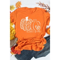 Orange Pumpkin Graphic Crew Neck T-shirt - S thumbnail