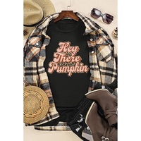Black Hey There Pumpkin Leopard Graphic Tee - XL thumbnail
