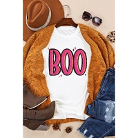 White BOO Crew Neck Graphic T Shirt - 2XL thumbnail