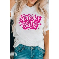 White Spooky Babe Bat Print Halloween Crewneck T Shirt - 2XL thumbnail