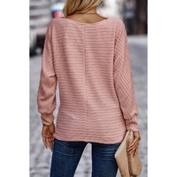 Dusty Pink Textured Knit Long Sleeve Top - L thumbnail