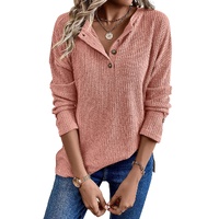 Rose Tan Rib Textured Henley Knit Top - S thumbnail