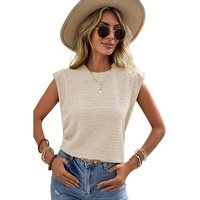 Beige Solid Textured Batwing Sleeve Crew Neck T Shirt - L thumbnail