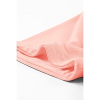 Pink Casual Plain Crew Neck Tee - L thumbnail