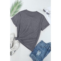 Gray Casual Plain Crew Neck Tee - 2XL thumbnail
