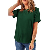 Green Casual Plain Crew Neck Tee - XL thumbnail