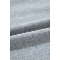 Light Grey Waffle Patchwork Long Sleeve Raw Hem Pullover Top - L thumbnail
