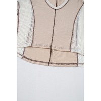 Parchment Crochet Detail Exposed Seam High Low Loose Top - L thumbnail