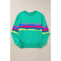 Green Colorful Striped Accent Long Sleeve T Shirt - 2XL thumbnail