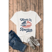 White Made in America Lip Printed O Neck T Shirt - XL thumbnail