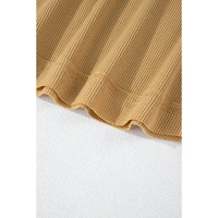 Camel Textured Knit Half Button Drop Shoulder Oversized Top - L thumbnail