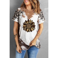 Chestnut Leopard Bleached Sunflower Graphic Crewneck T Shirt - M thumbnail