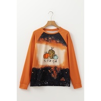 Gold Flame It's Fall Yall Halloween Pumpkin Graphic Bleached Top - L thumbnail