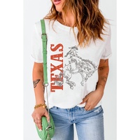 White TEXAS Cowboy Printed Western Fashion T Shirt - 2XL thumbnail