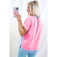 Myosotis Two Tone Half Buttons Collared T Shirt - L thumbnail