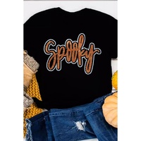 Black Spooky Rhinestone Crew Neck Graphic Tee - 2XL thumbnail