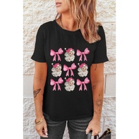 Black Santa Claus Bow Knot Christmas Graphic T Shirt - 2XL thumbnail