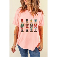 Pink Cute Nutcracker Graphic Crewneck Christmas T Shirt - L thumbnail