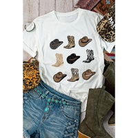 White Cowboys Boots Western Fashion Print T Shirt - 2XL thumbnail