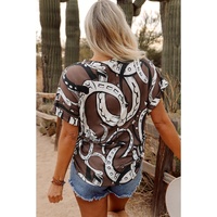 Brown Lucky Horseshoes Graphic Dolman T-shirt - L thumbnail