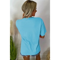 Light Blue MAMA Letter Graphic Neon T Shirt - L thumbnail