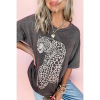Medium Grey Vintage Cheetah Printed Mineral Wash Graphic Tee - L thumbnail