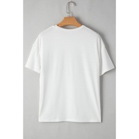 White Sequin Stripes Patchwork Mardi Gras Crew Neck T Shirt - M thumbnail