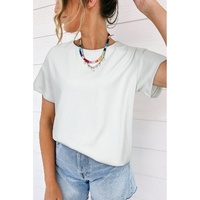 Light Grey Textured Loose T Shirt - L thumbnail