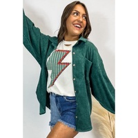 White Rhinestone Decor Bolt Graphic Ripped Western Tee - L thumbnail