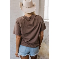 Chicory Coffee Honky Tonk Honey Graphic Crew Neck Western Fashion Tee - L thumbnail