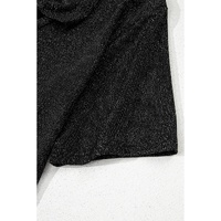 Black Bow Decor Glittery Short Sleeve Top - L thumbnail