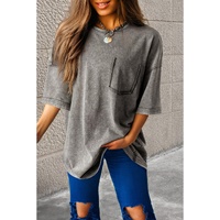 Philippine Gray Mineral Wash Half Sleeve Boyfriend Vintage T Shirt - L thumbnail