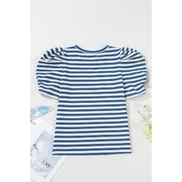 Blue Stripe America Cursive Graphic Puff Sleeve T-shirt - XL thumbnail