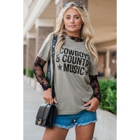 High Cowboys & Country Music Graphic Crew Neck T Shirt - L thumbnail