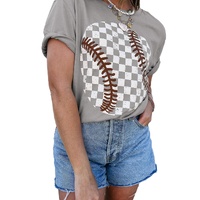 Gray Checkered Baseball Graphic Tee - S thumbnail