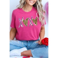 Rose Red Heart XOXO Graphic Crewneck Valentines T Shirt - XL thumbnail
