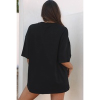 Black Paisley Print Crew Neck Loose Fit Tunic Tee - M thumbnail