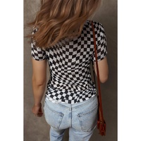 Black Checker Mesh Crew Neck T Shirt - L thumbnail