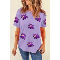 Wisteria Sequin Balloon Puppy Graphic Mardi Gras Tee - L thumbnail