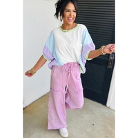 White Color Block Patchwork Half Sleeve Oversized T Shirt - L thumbnail