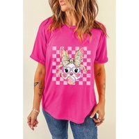Rose Red Plaid Bubble Gum Rabbit Graphic Eater T Shirt - S thumbnail