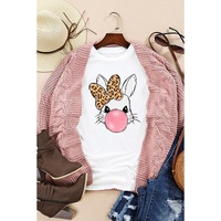 White Leopard Bow Bubble Rabbit Graphic Tee - M thumbnail