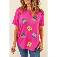 Rose Red Easter Eggs Patched Crew Neck Graphic Tee - XL thumbnail