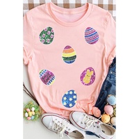 Pink Sequin Easter Eggs Graphic Crewneck T Shirt - XL thumbnail