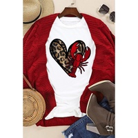 White Crawfish Leopard Heart Print Crewneck Tee - 2XL thumbnail