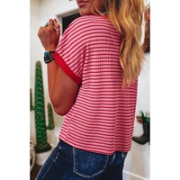 Pink Stripe Sequin Crawfish Crewneck T Shirt - M thumbnail