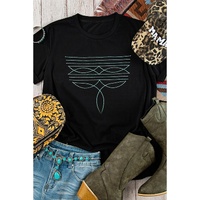 Black Western Fashion Geometric Embroidered T Shirt - XL thumbnail