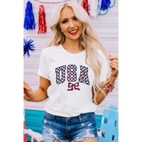 White Checkered USA Graphic Casual Tee - 2XL thumbnail