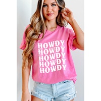 Sachet Pink HOWDY Graphic Western Crew Neck Tee - 2XL thumbnail