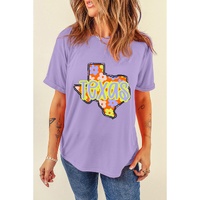 Wisteria TEXAS Flower Print Crew Neck T Shirt - 2XL thumbnail